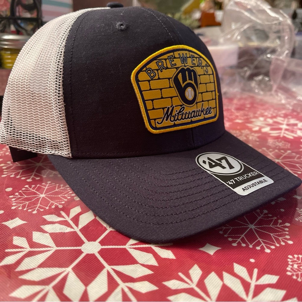 '47 Brand Milwaukee Brewers Men Blue Factor Trucker Adjustable Hat NWT